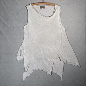 Zuza Bart Top Women’s XL Linen White Ivory Cotton Natural Fibers Lagenlook Artsy